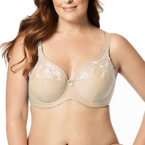 NEW Elila Embroidered Microfiber Underwire Bra Nude 2401 Women’s Size 42F - Picture 1 of 8
